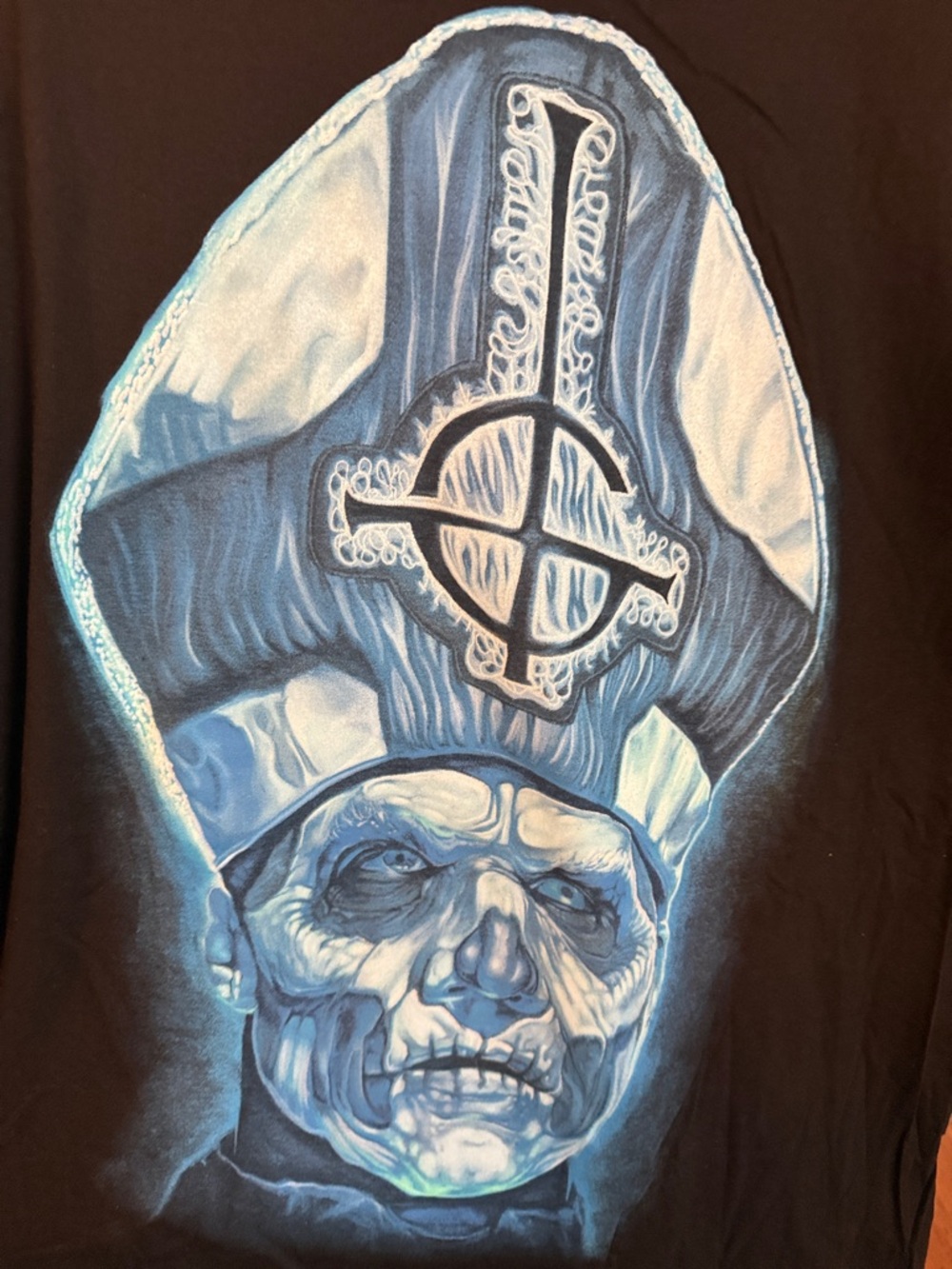 Ghost Black Graphic Band Tee with Blue Bishop Skull XL